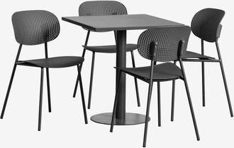 Sklum Sklum - Set De Mesa Cuadrada 70x70 Cm Mizzi Y 4 Sillas De Jard&iacute;n Tupah