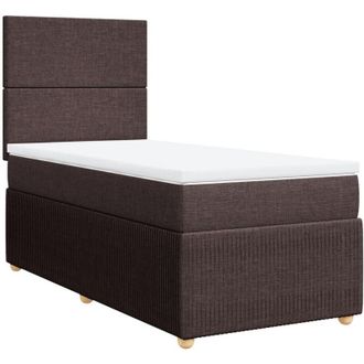 vidaXL Cama Box Spring Con Colch&oacute;n Tela Marr&oacute;n Oscuro 80x200 Cm Vidaxl