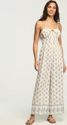 Lucky Brand Womens Gauze Smocked Waist Jumpsuit