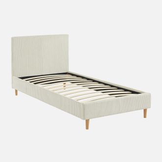 Sweeek Cama Con Somier Y Cabecero 90x190cm, Acabado En Pana Fina
