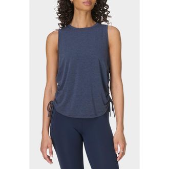 Sweaty Betty Soft Flow Studio Ruched Tank in Navy Blue at Nordstrom, Size X-Small