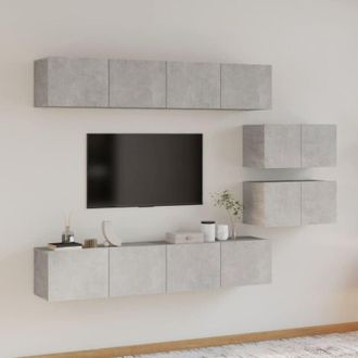 vidaXL Vidaxl - Set di Mobili Porta tv 6 pz Grigio Cemento in Legno Multistrato
