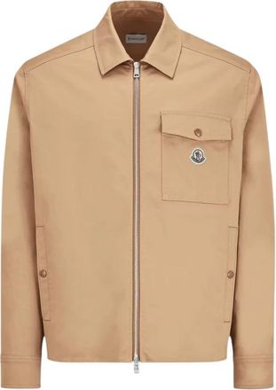 Moncler Cotton Blend Gabardine Shirt Jacket - Heren - Zomerjassen - Beige - S - Katoen - Jassen