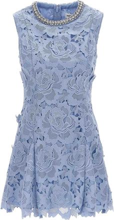 Self Portrait Blue Flower Lace Mini Dress
