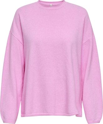 Only Strickpullover ONLY ONLLOYAL AMALIO LIFE LS O-NECK KNT NOOS, Damen, Gr. XS, super pink detail:melange, Strick, Obermaterial: 80% Polyester, 20% Nylon,