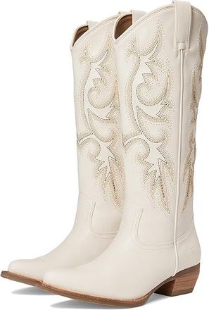 Frye and Co. Irlene Tall Deco Stitch Cowboy Womens Boots White : 8.5 M, Suede