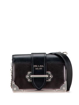Prada Borsa a tracolla Metallic Vitello Cahier con finiture in pelle Saffiano 2015-2025 - Marrone