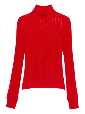Blumarine Maglione a coste a collo alto - Rosso