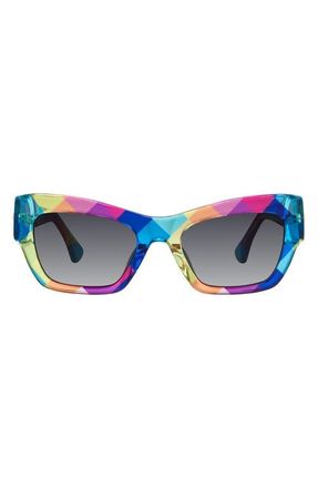 Kurt Geiger 53mm Rectangular Sunglasses in Pattern Multicolor/Grey at Nordstrom