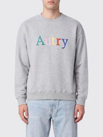 Autry Felpa girocollo in cotone con logo a contrasto e spalle cadute