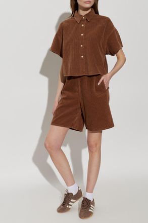 American Vintage Corduroy Short-sleeve Shirt, Womens, Brown