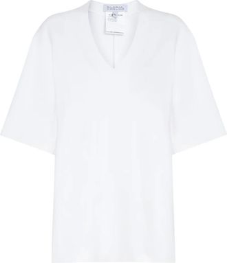 Gloria Coelho v-neck t-shirt - women - Chlorofibre/Cotton - M - White