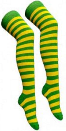 Generic Stripey Striped Overknee Over the Knee Long Socks Sox [Green & Yellow]