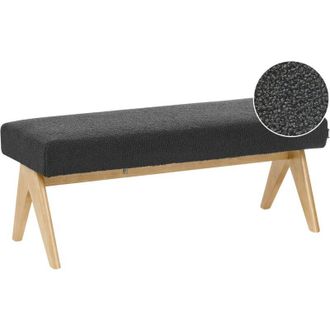 Beliani Banco De Cama Asiento De Entrada De Boucl&eacute; Patas De Madera Negro Y Marr&oacute;n Claro Tamre