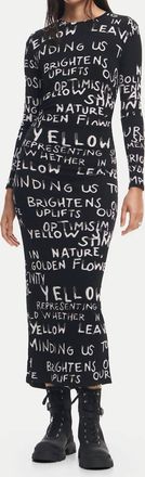 Desigual Midi Dress With Phrases In Black