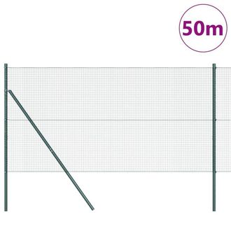 Berkfield Home Green Welded Wire Fence with 13 Posts Green 1.4x50 m Steel