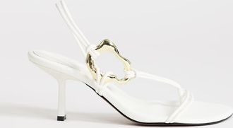 Topshop Nova - Sandali con tacco medio bianchi con dettagli in metallo e fascette-Bianco