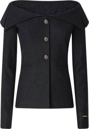 Pinko Dark Blue Off Shoulder Blazer