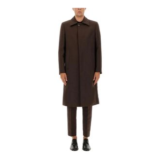 Maison Margiela Enkelrijige Jas van Wolmix - Heren - Mantel - Bruin - XL - Wol - Jassen