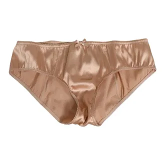 Dolce & Gabbana Bottoms, female, Beige, Size: XS Silk Satin Floral Lace Panty Brief