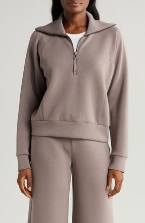 Spanx AirEssentials Half Zip Sweatshirt in Smoke at Nordstrom, Size Large