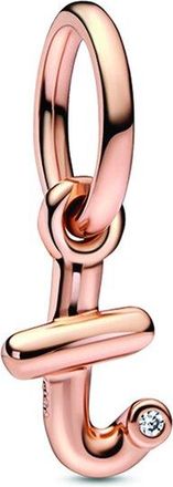 Pandora Moments 14K Rose Gold Plated Cz T Script Charm