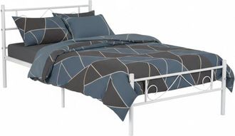 Furniture R FurnitureR Metal Bed Frame, Elegant Frame with Ornate Headboard and Footboard, Sturdy and Easy to Assemble, for Bedroom, Studio, Apartment, Single