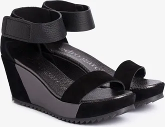 Pedro Garcia Comfort wedge sandal in black suede | Fidelia | Essentials collection | PEDRO GARCIA