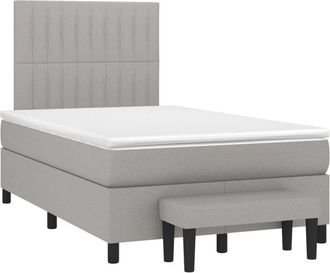 vidaXL Vidaxl - Cama Box Spring Con Colch&oacute;n Tela Gris Claro 120x200 Cm
