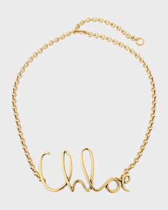 Chlo&eacute; Logo Brass Chain Belt