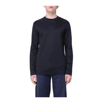 Emporio Armani Long Sleeve T-Shirts, male, Blue, 3XL, Long Sleeve Crew Neck Top