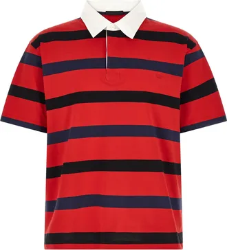Prada Red Cotton Polo Mens Shirt