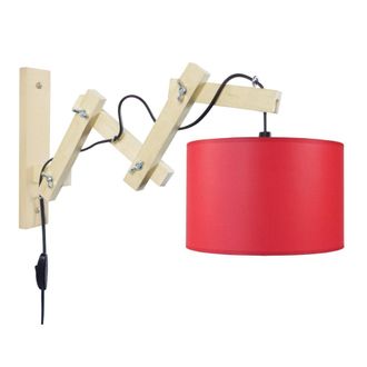 Tosel Aplique de pared madera Alt.55cm natural ;Pantalla: cobre