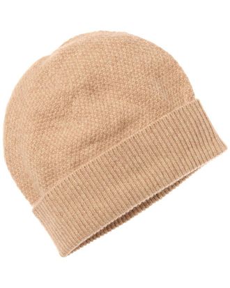 Amicale Cashmere Knit Moss Stitch Cuffed Cashmere Hat