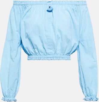 Poupette St Barth Top Galia in cotone con scollo bardot