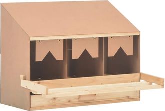 vidaXL Ponedero Para Gallinas 3 Compartimentos Madera Pino 72x33x54 Cm Vidaxl