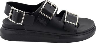 Alexander McQueen Zwarte Sandalen met Verstelbare Gespen - Heren - Sandalen - Zwart - 40 EU - Leer - Schoenen