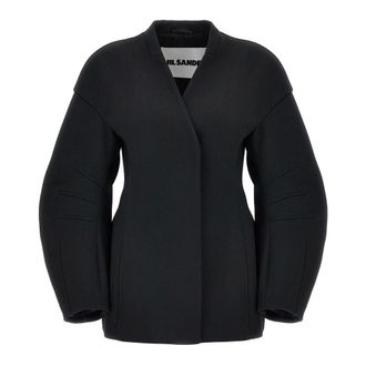 Jil Sander Jassen, Dames, Zwart, L, Wol, 53 Blazer