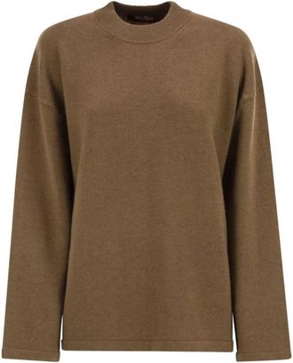 Max Mara Luxueuze Gebreide Trui Pullover Hoge Hals Lange Mouw - Dames - Ronde hals truien - Bruin - S - Truien & Vesten
