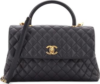 Chanel Coco Top Handle Bag Quilted Caviar Medium satchel - Nero
