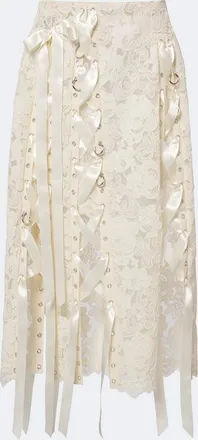 Simone Rocha Falda midi Unraveling de encaje con lazo