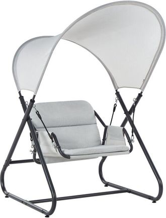 Beliani Columpio Moderno Para Exterior Asiento De Poli&eacute;ster Con Toldo De Malla Estructura De Acero Gris Claro Solagna