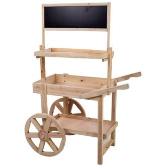 Wanderlust Deco Carro Expositor De Madera Marr&oacute;n Con Pizarra 95x51x128