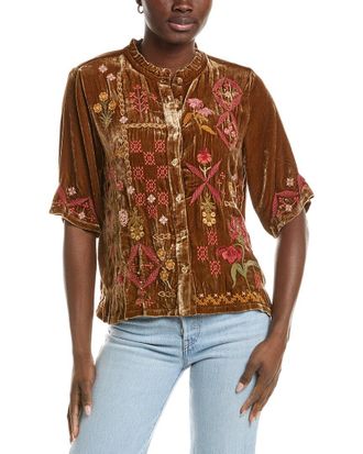 Johnny Was Malaya Silk-Blend Shirt