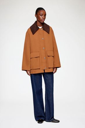 Ganni Jacket in Brown Twill - Size XXS/XS Cinnamon Swirl