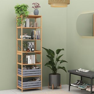 Vicco Estanter&iacute;a Novaro, Bamb&uacute;, 48.3 X 166.5 Cm Con 7 Compartimentos, Vicco