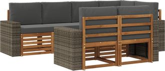 vidaXL Conjunto De Sof&aacute;s De Exterior 7 Uds. Natural Y Antracita Vidaxl