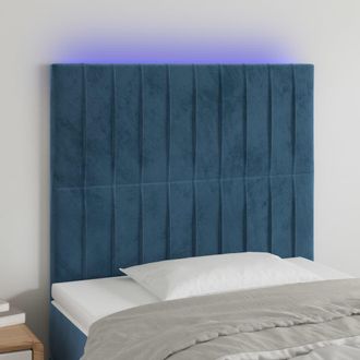vidaXL Cabecero Con Luces Led Terciopelo Azul Oscuro 100x5x118/128 Cm Vidaxl