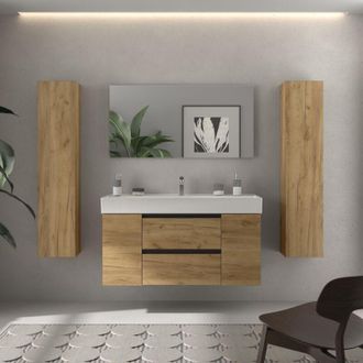 Cygnus Bath Mueble De Ba&ntilde;o Bequia Plus Metal 120cm Roble Lavabo Veneto Porcelana 1p