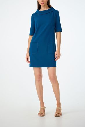 Trina Turk Maleko Folded Neckline Dress in Burle Blue at Nordstrom, Size 10